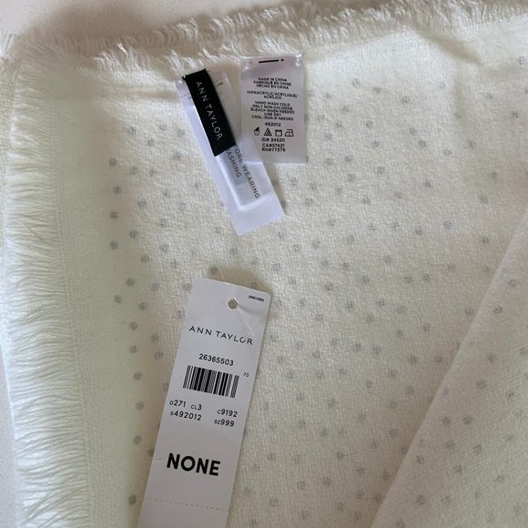 Ann Taylor Sparkle Shawl Scarf, White w/ Metallic Dots - Picture 6 of 7